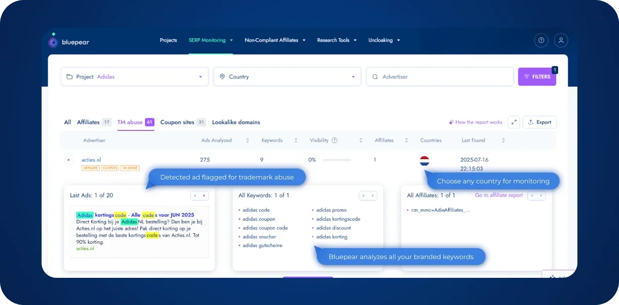 Bluepear trademark monitoring dashboard.webp