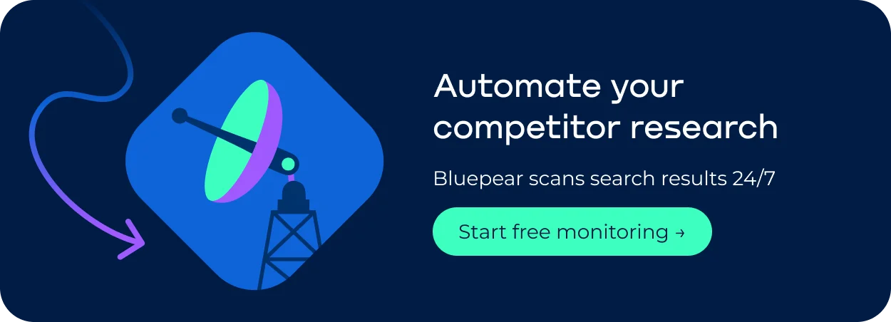 Automated Advertising Research tool Bluepear scanning search results 247.webp