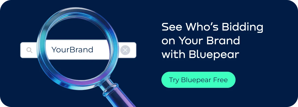 Bluepear branded search monitoring with competitor ads and brand bidding alerts