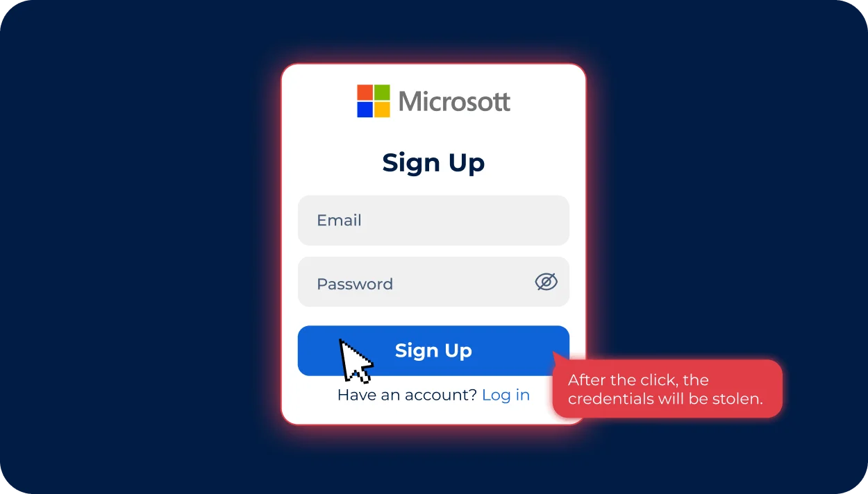 Example of a fake login page with a misspelled brand name showing how phishing websites steal user credentials through brand impersonation..webp