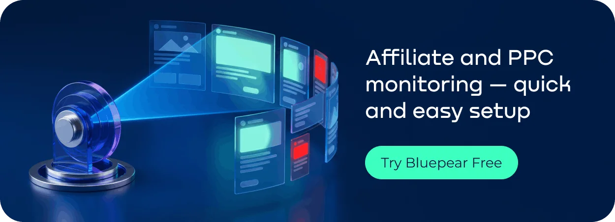 Illustration for affiliate and paid search monitoring with Bluepear