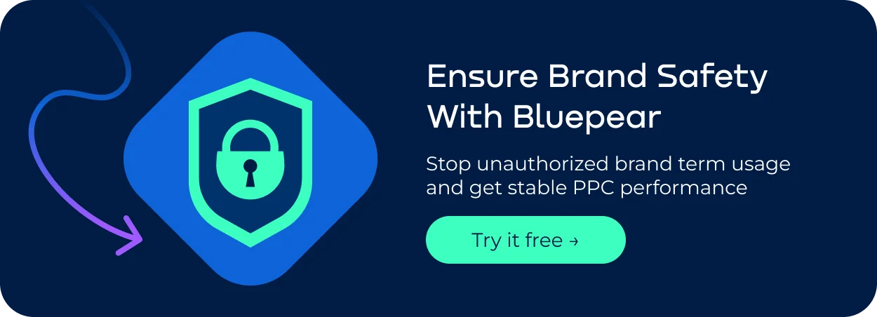 Visual promoting Bluepear with the text 'Ensure Brand Safety With Bluepear