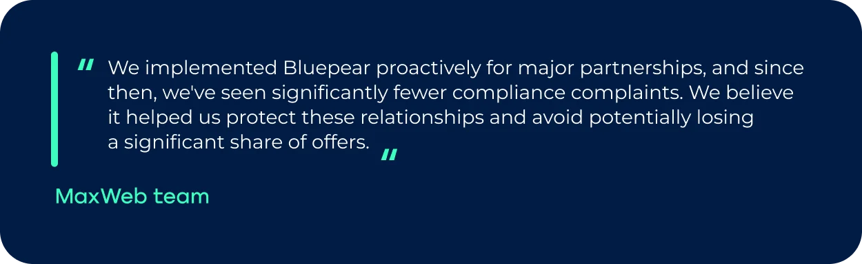 maxweb-team-testimonial-bluepear-affiliate-compliance